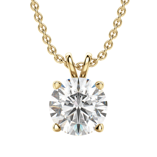 Collier avec diamant solitaire taille ronde en moissanite de 0,25 à 1,0 ct