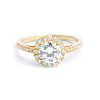 1ct Round F- VS1 Diamond Halo & Pave Engagement Ring