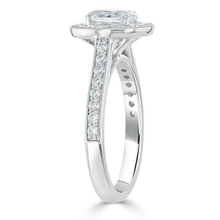 Bague de fiançailles halo en moissanite de forme ovale de 1,0 ct