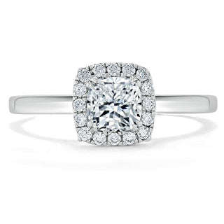 0.75 CT Cushion Shaped Moissanite Halo Engagement Ring