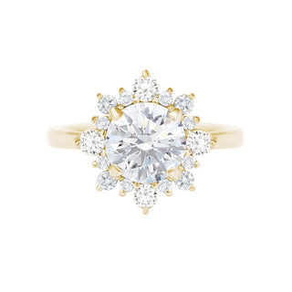 1.5ct Round F- VS1 Diamond Engagement Ring With Halo Setting