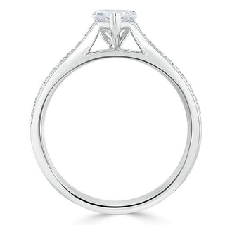 1.0 CT Heart Cut Solitaire Channel Pave Moissanite Engagement Ring