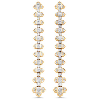 2.62 TCW Round & Baguette Moissanite Diamond Long Drop Earrings