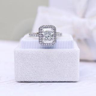 1.50CT Radiant Cut Moissanite Double Halo Diamond Engagement Ring - ELITE CARAT