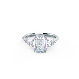 Bague de fiançailles solitaire en diamant et moissanite à trois pierres taille émeraude de 2,0 ct