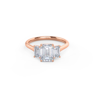 Bague de fiançailles à trois pierres avec diamants en moissanite taille émeraude de 2,0 ct 