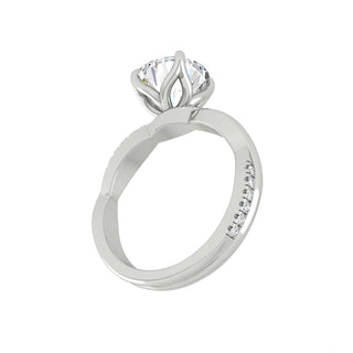 Bague de fiançailles solitaire à taille ronde et pavé torsadé en moissanite de 1,85 ct