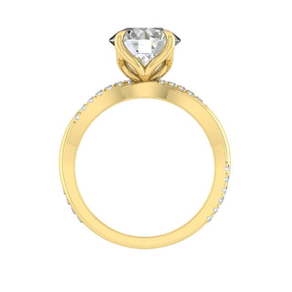 Bague de fiançailles solitaire à taille ronde et pavé torsadé en moissanite de 1,85 ct