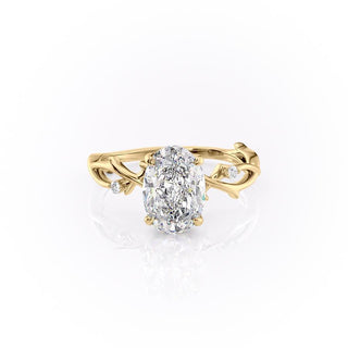 Bague de fiançailles en moissanite à sertissage pavé et solitaire ovale de 2,72 ct