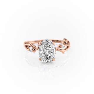 Bague de fiançailles en moissanite à sertissage pavé et solitaire ovale de 2,72 ct