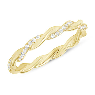 0.09 TCW Round CVD Diamond Twisted Rope Wedding Band