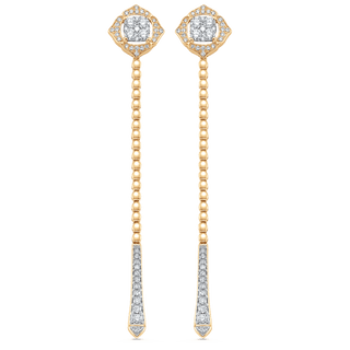 Boucles d'oreilles longues pendantes en diamant et moissanite ronde de 0,75 TCW