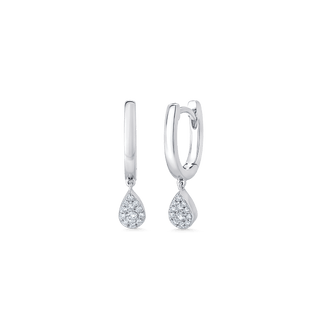 0.14 TCW Round Moissanite Diamond Drop Huggie Earrings