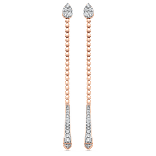 0.41 TCW Round Moissanite Diamond Long Drop Earrings