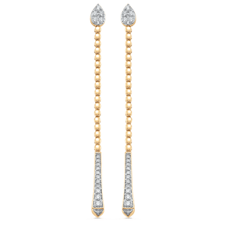 0.41 TCW Round Moissanite Diamond Long Drop Earrings