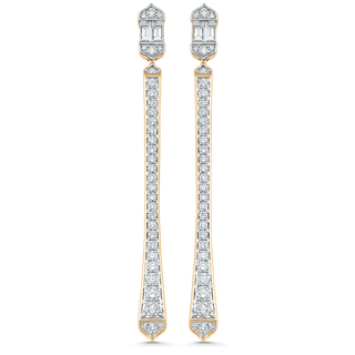 1.51 TCW Round & Baguette Moissanite Diamond Long Drop Earrings