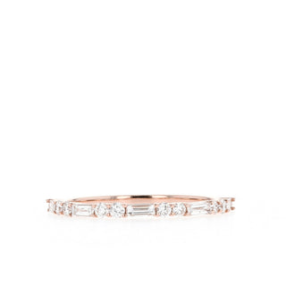 Alliance de mariage alternative en moissanite ronde et baguette de 0,37 TCW