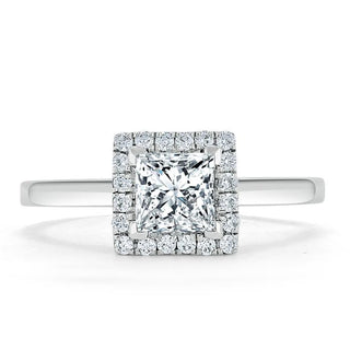 Bague de fiançailles halo en moissanite de forme princesse de 1,0 ct