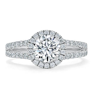 1.35 CT Round Shaped Moissanite Halo & Split Shank Engagement Ring