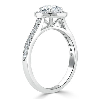 0.75 CT Round Shaped Moissanite Chennel Halo Engagement Ring