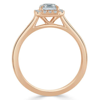 Bague de fiançailles halo en moissanite de forme Asscher de 0,75 ct