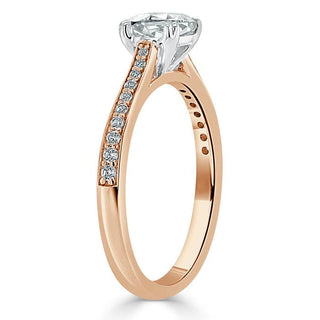 Bague de fiançailles en moissanite pavée solitaire taille coussin de 1,0 ct