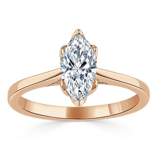 Bague de fiançailles solitaire en moissanite de forme marquise de 1,0 ct