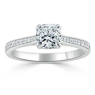 1.0 CT Cushion Shaped Moissanite Solitaire Engagement Ring