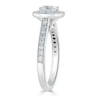 Bague de fiançailles halo en moissanite en forme de coussin de 1,0 ct