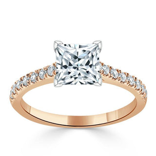 Bague de fiançailles solitaire en moissanite de forme princesse de 1,0 ct