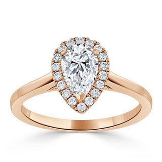 Bague de fiançailles halo en moissanite en forme de poire de 1,0 ct