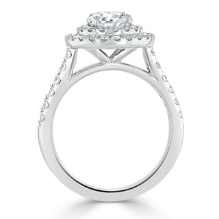 Bague de fiançailles à double halo en moissanite de forme ronde de 0,75 ct