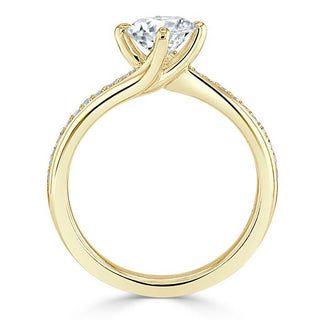 Bague de fiançailles solitaire à taille ronde et pavée de moissanite de 0,75 ct