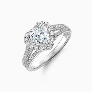 Bague de fiançailles avec diamant halo en moissanite taille cœur 1,0 ct 