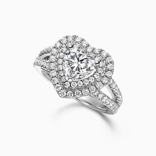 Bague de fiançailles en diamant Moissanite à double halo taille cœur 1,0 ct 