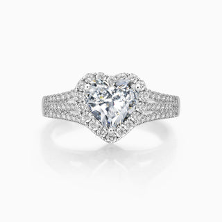 1.0CT Heart Cut Halo Moissanite Diamond Engagement Ring