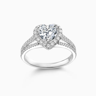 1.0CT Heart Cut Halo Moissanite Diamond Engagement Ring