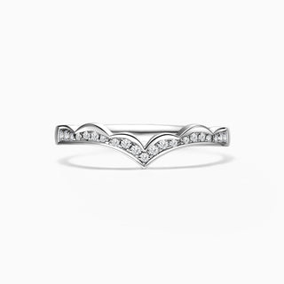 Round Cut Moissanite Diamond Chevron Wedding Band for Her