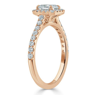 Bague de fiançailles en moissanite pavée halo taille Asscher de 1,0 ct