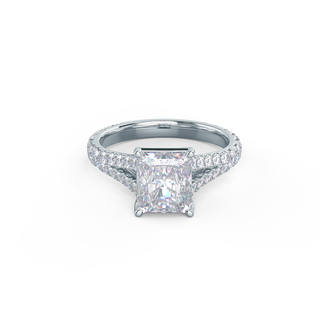 Bague de fiançailles en or massif 18 carats avec tige fendue et moissanite taille radiant de 2,50 ct 