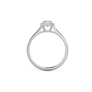 Anillo de compromiso solitario con diamante de moissanita y halo de talla esmeralda de 1,0 ct