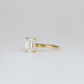 Bague de fiançailles avec solitaire en diamant CVD et émeraude de 1,57 à 3,50 ct