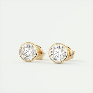 1.0 CT Round Bezel Solitaire F/VS Lab Grown Diamond Earrings