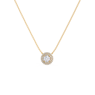 Collier avec diamants Moissanite taille brillant rond et monture halo