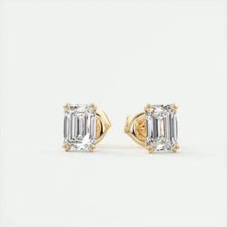 Boucles d'oreilles avec diamant solitaire émeraude G/VS de 1,0 ct cultivé en laboratoire