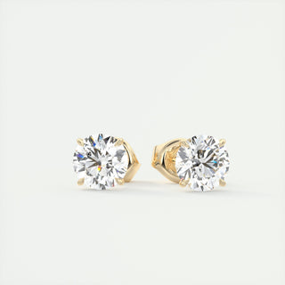 Boucles d'oreilles avec diamant solitaire rond de 1,0 ct G/VS cultivé en laboratoire