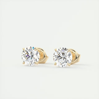 Boucles d'oreilles avec diamant solitaire rond de 1,0 ct G/VS cultivé en laboratoire