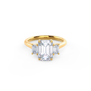 Bague de fiançailles à trois pierres avec diamants en moissanite taille émeraude de 2,0 ct 