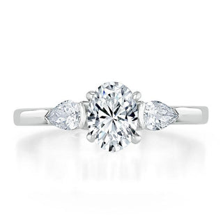 0.75 CT Oval Shaped Moissanite Three Stones Engagement Ring