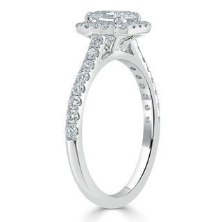 1.0 CT Asscher Shaped Moissanite Halo Engagement Ring